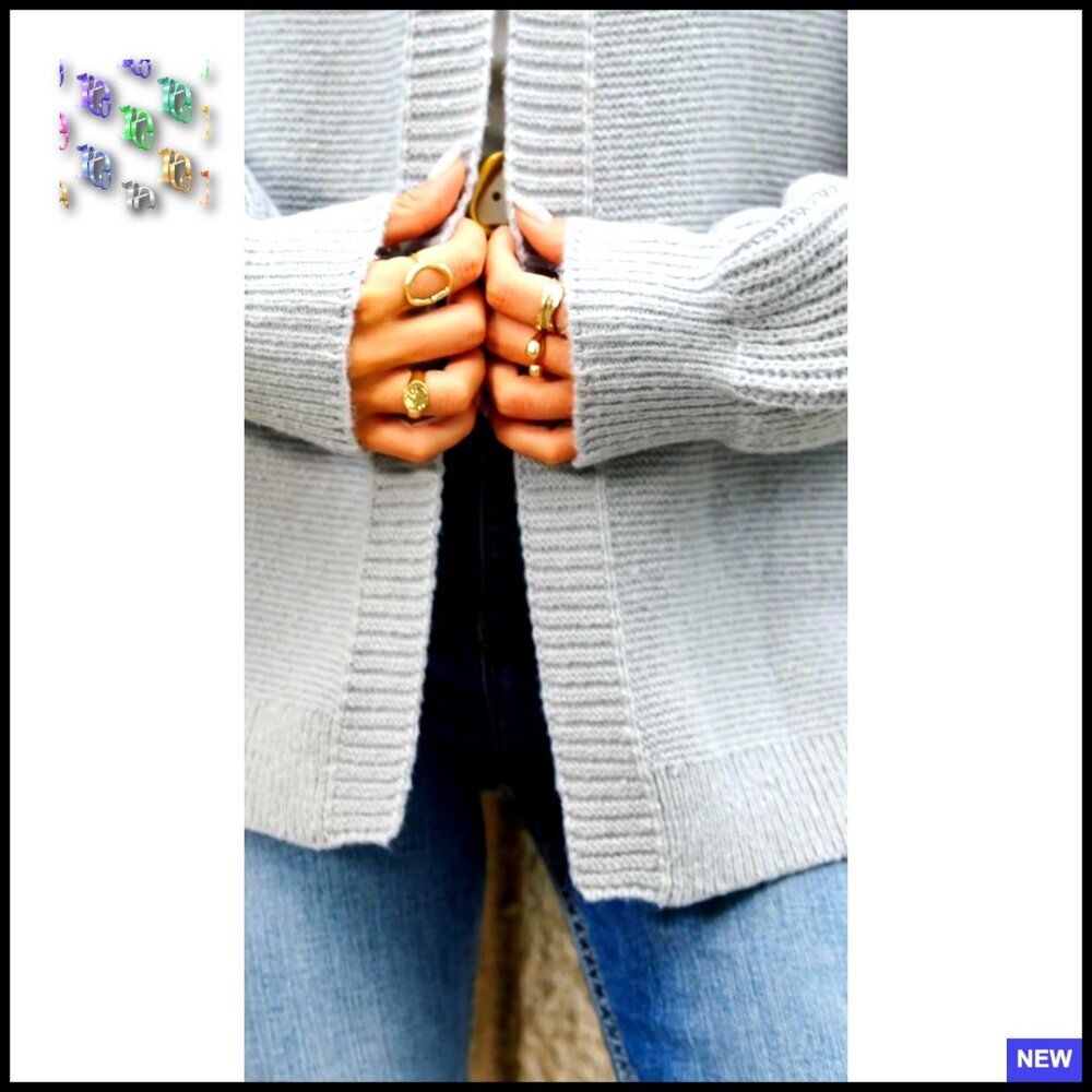 Oversized Cardigan Chunky Knit Lantern Sleeves Open Front Trendy Sweater - Picture 7 of 7